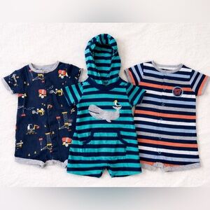 Baby 12M Romper Bundle 3 Piece Everyday Play Set Trucks Whale 12 month LOT